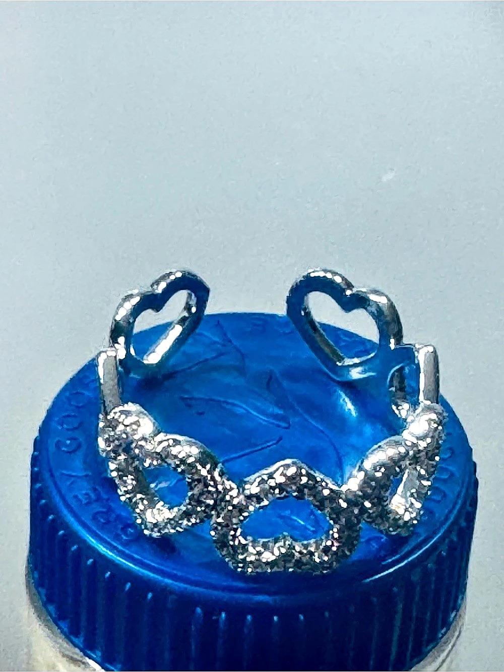 Silver-Tone Pavé Heart Link Bracelet Adjustable